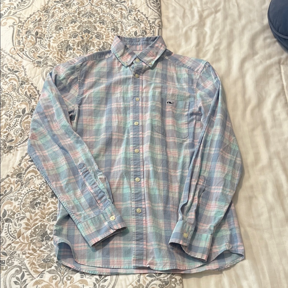 Vineyard Vines Pastel Plaid Button-Down Shirt - Blue, Mint, Pink